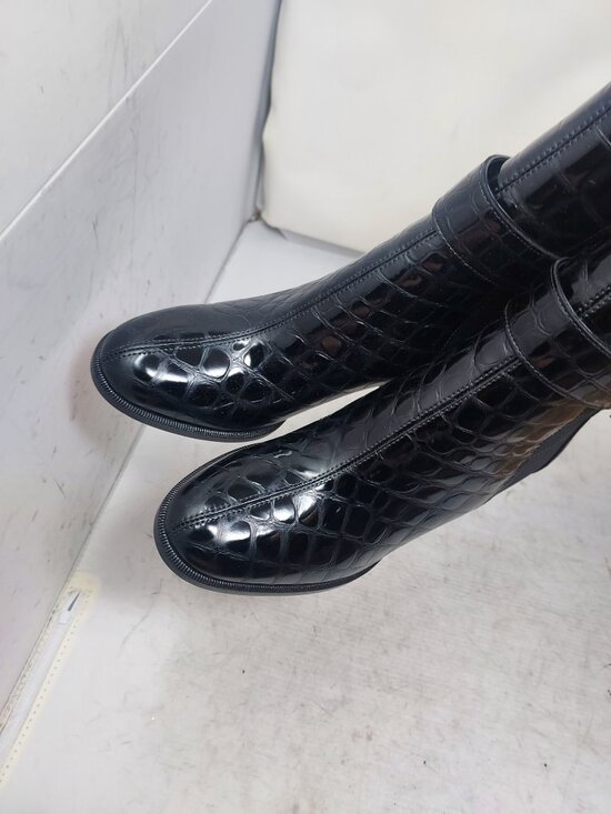 Christian Louboutin CL Black Crocodile Heel Chelsea Boot - Picture 10 of 12